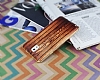 Eiroo Wooden Samsung N9000 Galaxy Note 3 Metal Kenarl Kahverengi Rubber Klf - Resim: 2