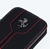 Ferrari iPhone SE / 5 / 5S Dik Kapakl Siyah Deri Klf - Resim: 4