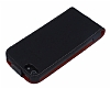 Ferrari iPhone SE / 5 / 5S Dik Kapakl Siyah Deri Klf - Resim: 3