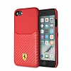 Ferrari iPhone 6 / 6S / 7 / 8 Gerek Deri Karbon Krmz Rubber Klf - Resim: 5