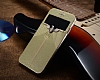 G-Case iPhone 6 / 6S Pencereli nce Yan Kapakl Gold Deri Klf - Resim: 1