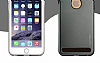 G-Case iPhone 6 Plus / 6S Plus Silikon Kenarl Metal Dark Silver Klf - Resim: 2
