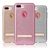 G-Case iPhone 7 Plus / 8 Plus Standl Simli Silver Silikon Klf - Resim: 10