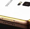 Eiroo Samsung Galaxy Note Edge Gold izgili Round Metal Bumper ereve Silver Klf - Resim: 1