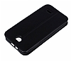 HTC Desire 310 Pencereli Manyetik Kapakl Siyah Deri Klf - Resim: 2