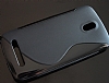 HTC Desire 500 Desenli Siyah Silikon Klf - Resim: 2