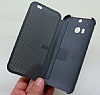 Eiroo HTC One M8 Dot View Uyku Modlu nce Yan Kapakl Siyah Klf - Resim: 2