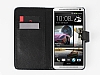 HTC One Max Czdanl Yan Kapakl Siyah Deri Klf - Resim: 1