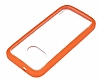 HTC One mini 2 Turuncu Silikon Kenarl effaf Rubber Klf - Resim: 2