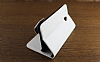 HTC One Mini Standl Czdanl Beyaz Deri Klf - Resim: 1