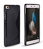 Huawei P8 Lite Desenli Siyah Silikon Klf - Resim: 1
