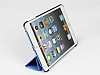 iPad Mini 2 / Mini 3 Standl Yan Kapakl Mavi Deri Klf - Resim: 3