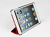 iPad Mini 2 / Mini 3 Standl Yan Kapakl Krmz Deri Klf - Resim: 3