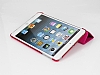 iPad Mini 2 / Mini 3 Standl Yan Kapakl Pembe Deri Klf - Resim: 3