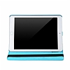 iPad Pro 9.7 360 Derece Dner Standl Mavi Deri Rubber Klf - Resim: 3