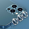 iPhone 13 Crystal Tal Gold Kamera Lensi Koruyucu - Resim: 1