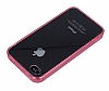 iPhone 4 / 4S Silikon Kenarl Ultra nce Kristal Ak Pembe Klf - Resim: 3