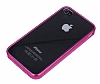 iPhone 4 / 4S Silikon Kenarl Ultra nce Kristal Koyu Pembe Klf - Resim: 2
