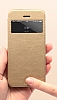 iPhone 4 / 4S Standl Pencereli Gold Deri Klf - Resim: 2
