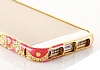 iPhone SE / 5 / 5S Seramik Tal Metal Bumper ereve Pembe Klf - Resim: 3