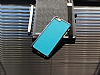iPhone 6 / 6S Metalik Kenarl Mavi Deri Klf - Resim: 1