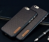 JLW iPhone 6 / 6S Silikon Kenarl Karbon Kahverengi Rubber Klf - Resim: 8