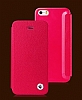 Joyroom iPhone SE / 5 / 5S Broadway nce Yan Kapakl Pembe Deri Klf - Resim: 3