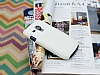 JZZS Samsung i8190 Galaxy S 3 Mini Beyaz Sert Deri Desenli Rubber Klf - Resim: 2