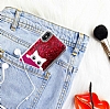 Karl Lagerfeld iPhone X / XS Kedili Pembe Simli Silikon Klf - Resim: 1
