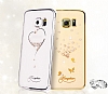 Kingxbar Samsung Galaxy S6 Edge Silver Kenarl Kalp Tal Kristal Klf - Resim: 2