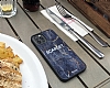 Dafoni Glossy Samsung Galaxy Note 8 Kiiye zel simli Simli Siyah Mermer Klf - Resim: 4