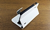 LG Nexus 4 Standl Czdanl Beyaz Deri Klf - Resim: 1