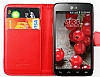 LG Optimus L5 2 Czdanl Yan Kapakl Krmz Deri Klf - Resim: 1