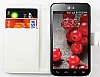 LG Optimus L5 2 Czdanl Yan Kapakl Beyaz Deri Klf - Resim: 1