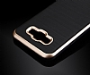 Motomo Samsung Galaxy A8 Gold Kenarl Siyah Silikon Klf - Resim: 2