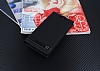 Motorola Moto G4 Plus Gizli Mknatsl Yan Kapakl Siyah Deri Klf - Resim: 1