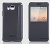 Nillkin Samsung Galaxy Alpha Sparkle Pencereli nce Kapakl Siyah Deri Klf - Resim: 2