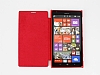 Nokia Lumia 1520 nce Yan Kapakl Krmz Deri Klf - Resim: 1