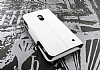 Nokia Lumia 620 nce Yan Kapakl Czdanl Beyaz Deri Klf - Resim: 3