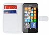 Nokia Lumia 630 Czdanl Yan Kapakl Beyaz Deri Klf - Resim: 1
