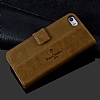 Pierre Cardin iPhone SE / 5 / 5S Standl Czdanl Kahverengi Deri Klf - Resim: 1