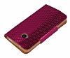 PinShang HTC One Tal Czdanl Koyu Pembe Deri Klf - Resim: 4