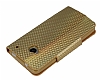 PinShang HTC One Tal Czdanl Gold Deri Klf - Resim: 4