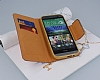 PinShang HTC One M8 Tal Czdanl Koyu Pembe Deri Klf - Resim: 2