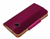 PinShang HTC One M8 Tal Czdanl Koyu Pembe Deri Klf - Resim: 4