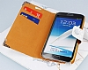 PinShang Samsung N7100 Galaxy Note 2 Simli Tal Kapakl Beyaz Czdan Klf - Resim: 4