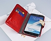 PinShang Samsung N7100 Galaxy Note 2 Tal Standl Czdan Rugan Krmz Klf - Resim: 4