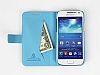 Rada Samsung i9190 Galaxy S4 mini izgili Standl Czdanl Mavi Deri Klf - Resim: 1