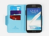 Rada Samsung N7100 Galaxy Note 2 izgili Standl Czdanl Mavi Deri Klf - Resim: 1