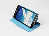 Rada Samsung N7100 Galaxy Note 2 izgili Standl Czdanl Mavi Deri Klf - Resim: 2